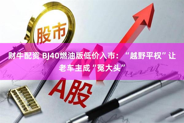 财牛配资 BJ40燃油版低价入市：“越野平权”让老车主成“冤大头”